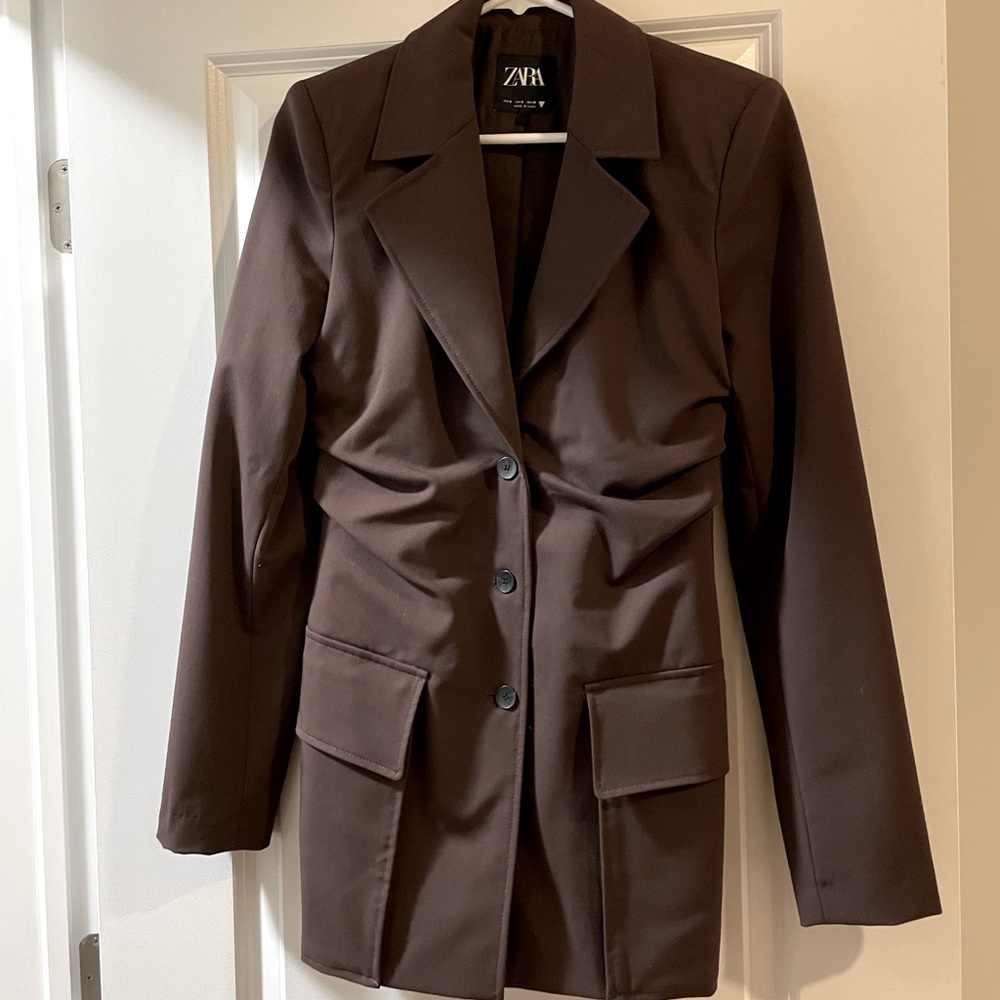 Zara blazer dress. Brown. Size small. Like new condition.